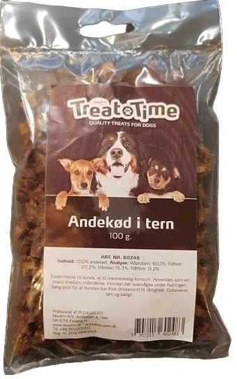 Treattime Andekød i tern 100 g - Naturlige hundesnacks